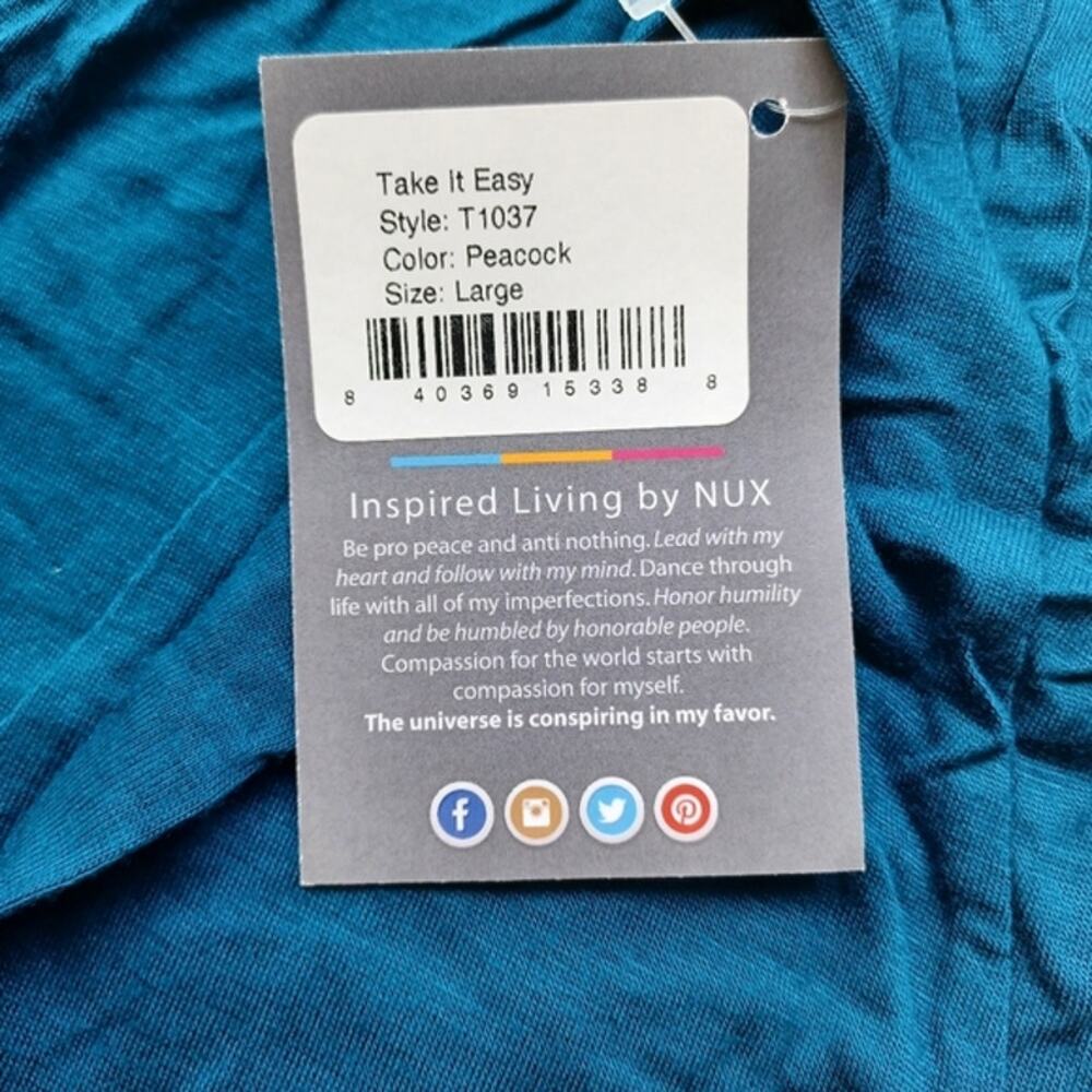 Nux Take It Easy Tank Top Women L Blue Draped Open Back Yoga Athletic Activewear - Picture 6 of 8